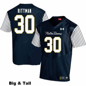 Notre Dame Fighting Irish Men's Jake Rittman #30 Navy Under Armour Alternate Authentic Stitched Big & Tall College NCAA Football Jersey ONY7699LD